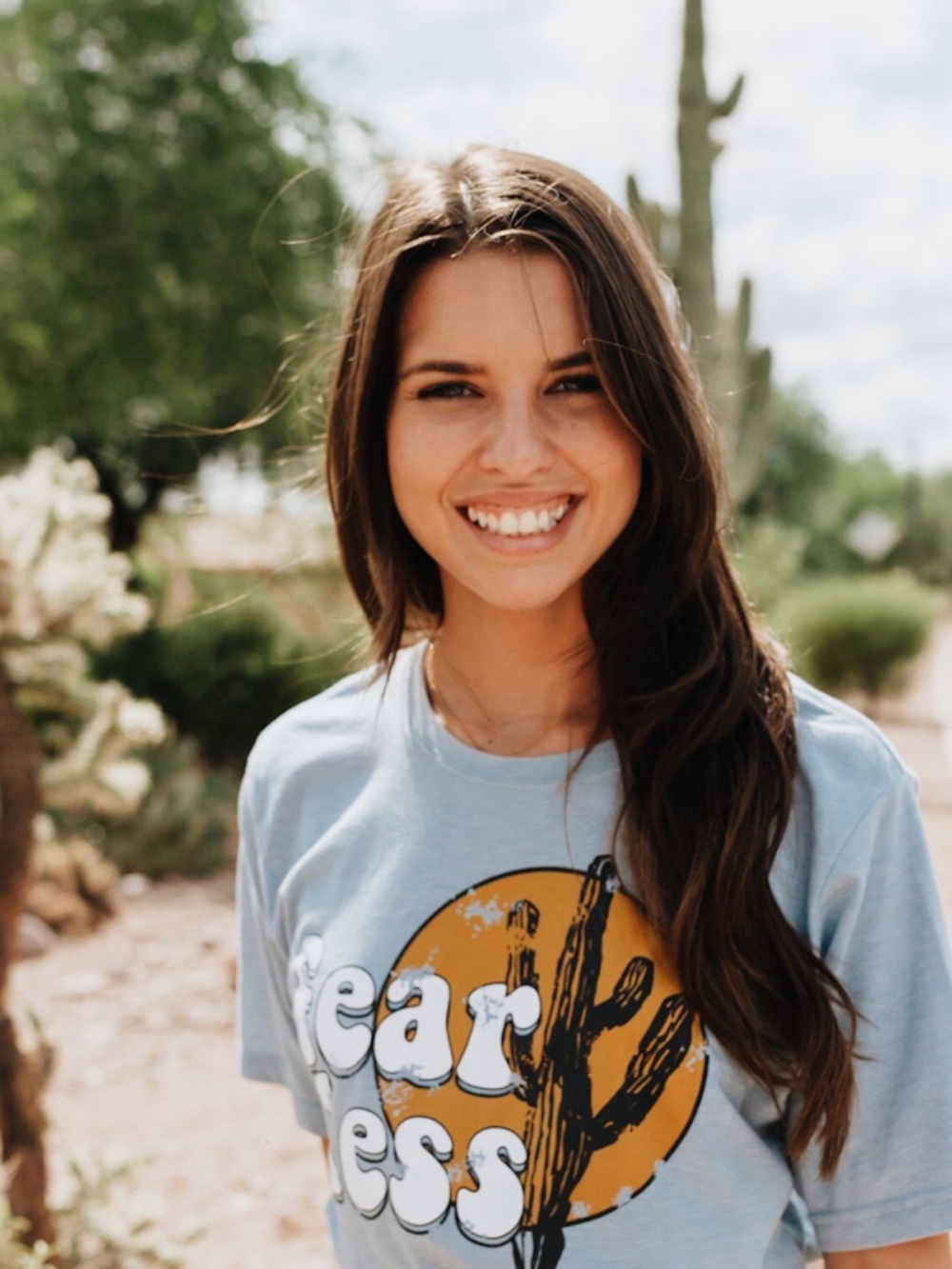 Casual Fearless Graphic Tee - Light Blue